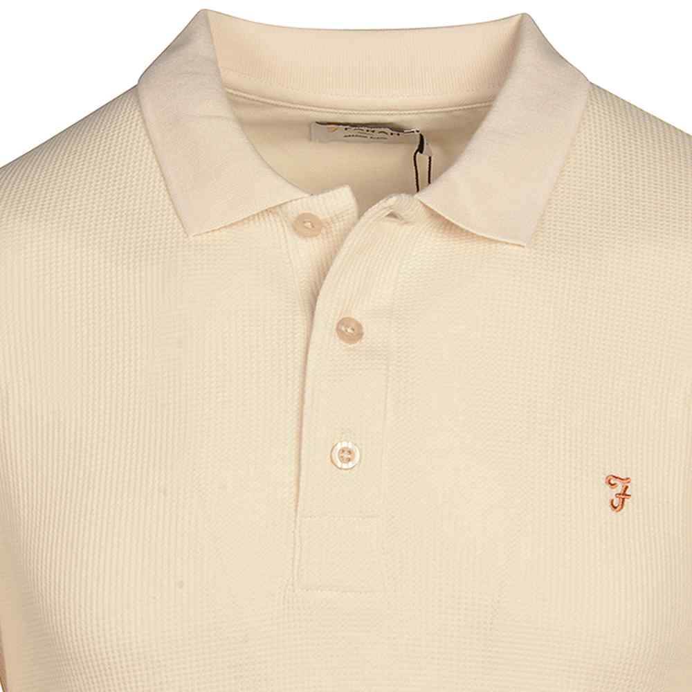 Farah Forster Textured Polo Shirt - Ecru f4ksc017-280-2