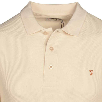 Farah Forster Textured Polo Shirt - Ecru f4ksc017-280-2
