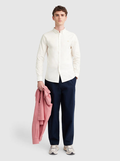 Farah Brewer Slim Fit Organic Cotton Oxford Shirt -Ecru f4wsb060_280-2