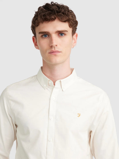 Farah Brewer Slim Fit Organic Cotton Oxford Shirt -Ecru f4wsb060_280-4