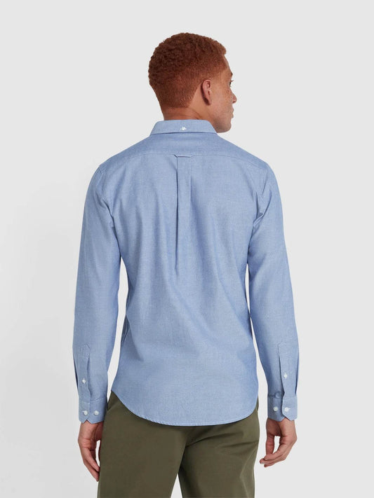 Farah Brewer Slim Fit Organic Cotton Oxford Shirt - Dusk Blue f4wsb060_462-3