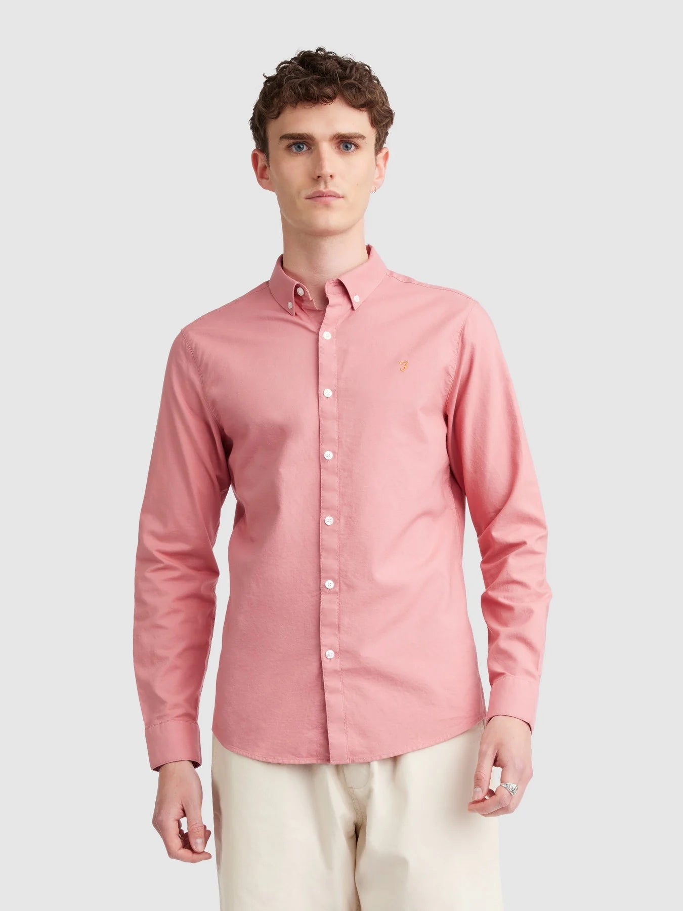 Farah Brewer Slim Fit Organic Cotton Oxford Shirt - Carnation Pink f4wsb060_6771