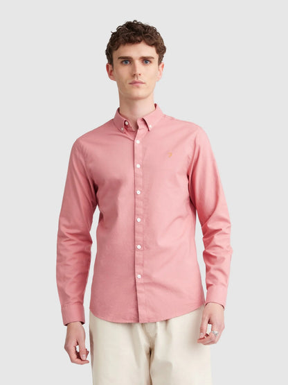 Farah Brewer Slim Fit Organic Cotton Oxford Shirt - Carnation Pink f4wsb060_6771