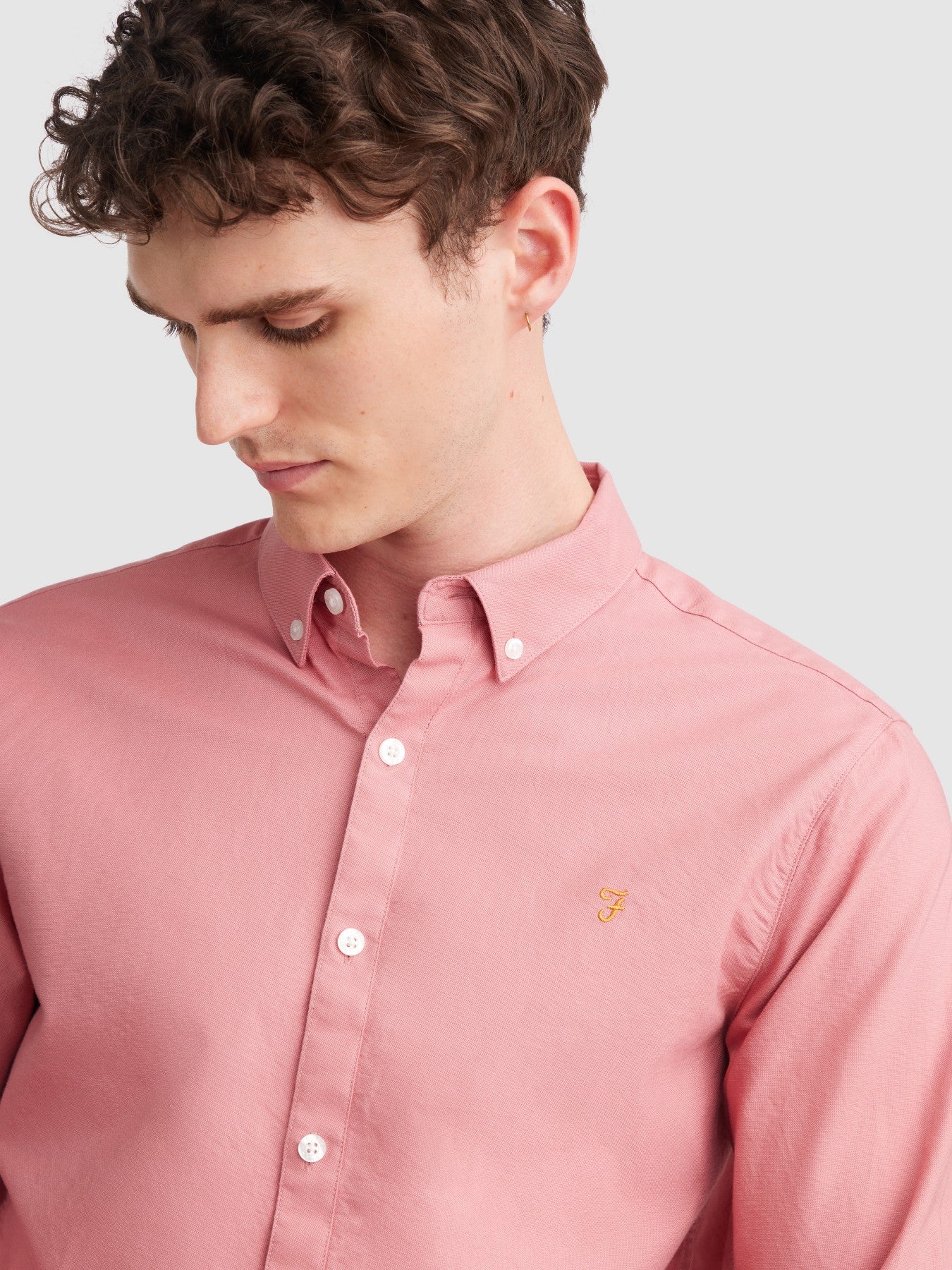 Farah Brewer Slim Fit Organic Cotton Oxford Shirt - Carnation Pink f4wsb060_6774