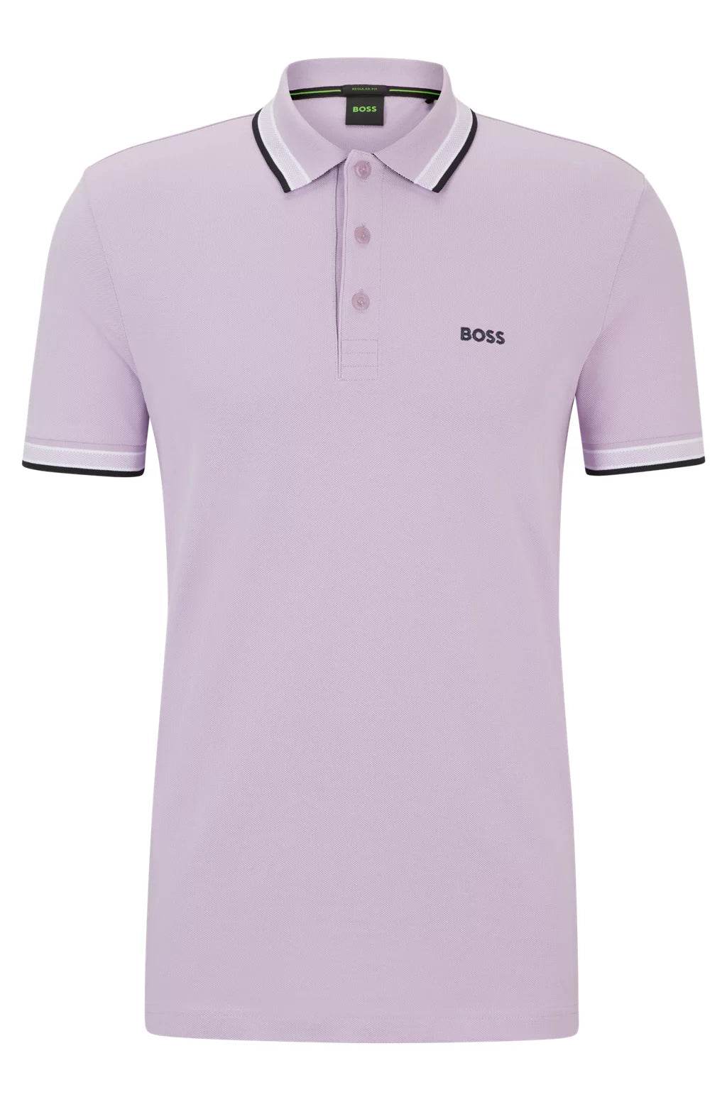 Hugo Boss Cotton-Piqué Polo Shirt With Contrast Logo - Open Purple hbeu50469055_544_100