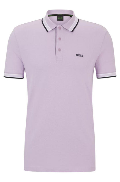 Hugo Boss Cotton-Piqué Polo Shirt With Contrast Logo - Open Purple hbeu50469055_544_100