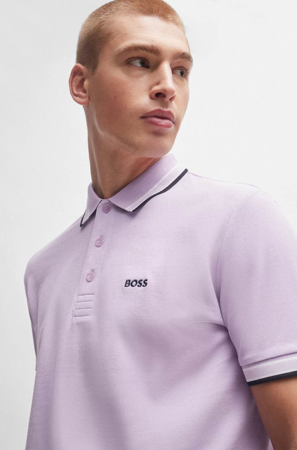 Hugo Boss Cotton-Piqué Polo Shirt With Contrast Logo - Open Purple hbeu50469055_544_340