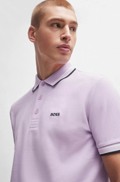 Hugo Boss Cotton-Piqué Polo Shirt With Contrast Logo - Open Purple hbeu50469055_544_340