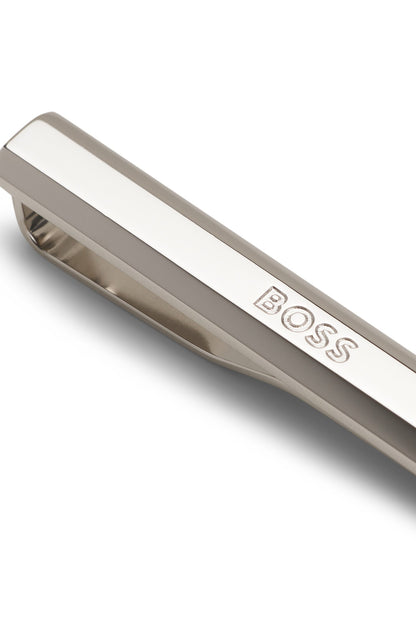 Hugo Boss Brass Tie Bar with Engraved Logo - Silver hbeu50495129_040_240