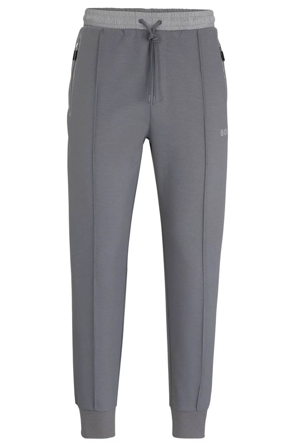 Hugo Boss Coton Blend Tracksuit Bottoms With Pixelated Details Grey Ryle Menswear