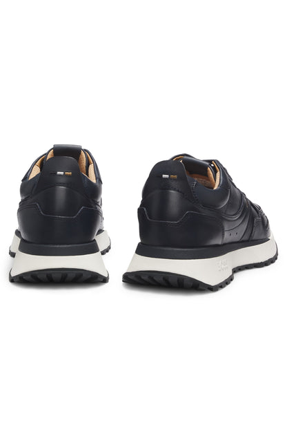 Hugo Boss Jonah Burnished-Leather Trainers - Dark Blue hbeu50536486_410_210