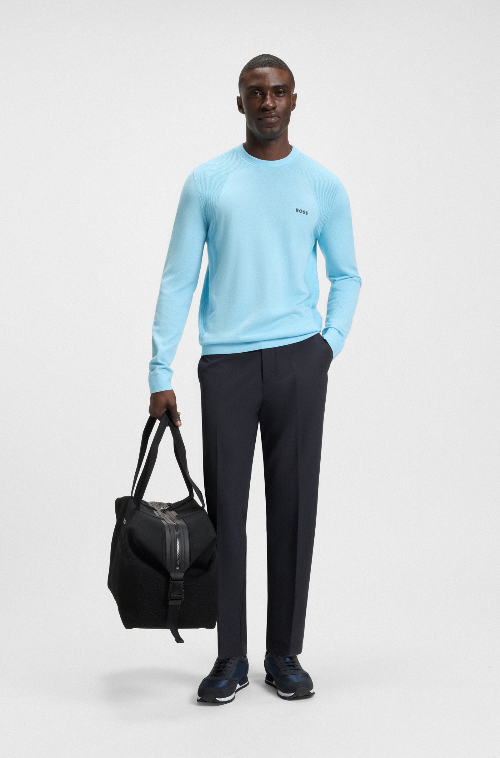 Hugo Boss Tapered-fit Rrousers With Water-repellent Finish - Dark Blue hbeu50538179_402_300