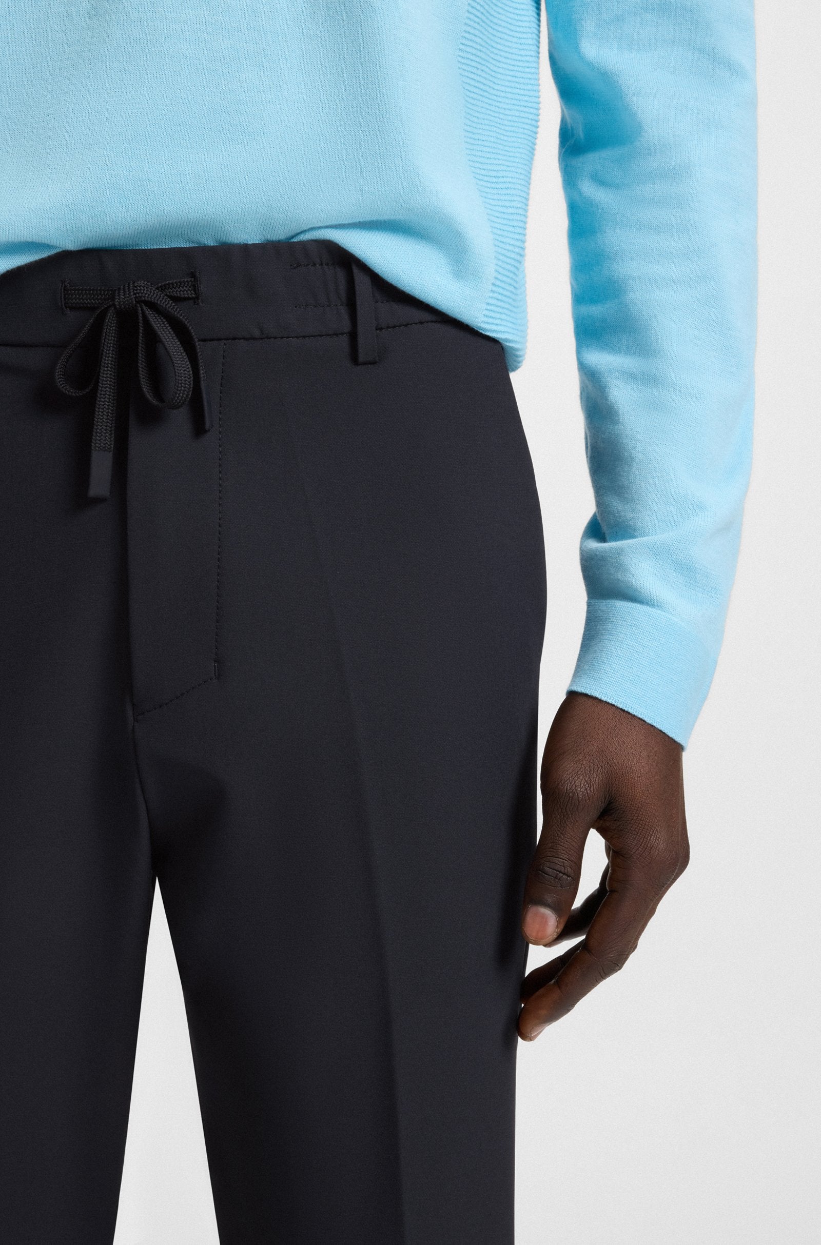 Hugo Boss Tapered-fit Rrousers With Water-repellent Finish - Dark Blue hbeu50538179_402_340