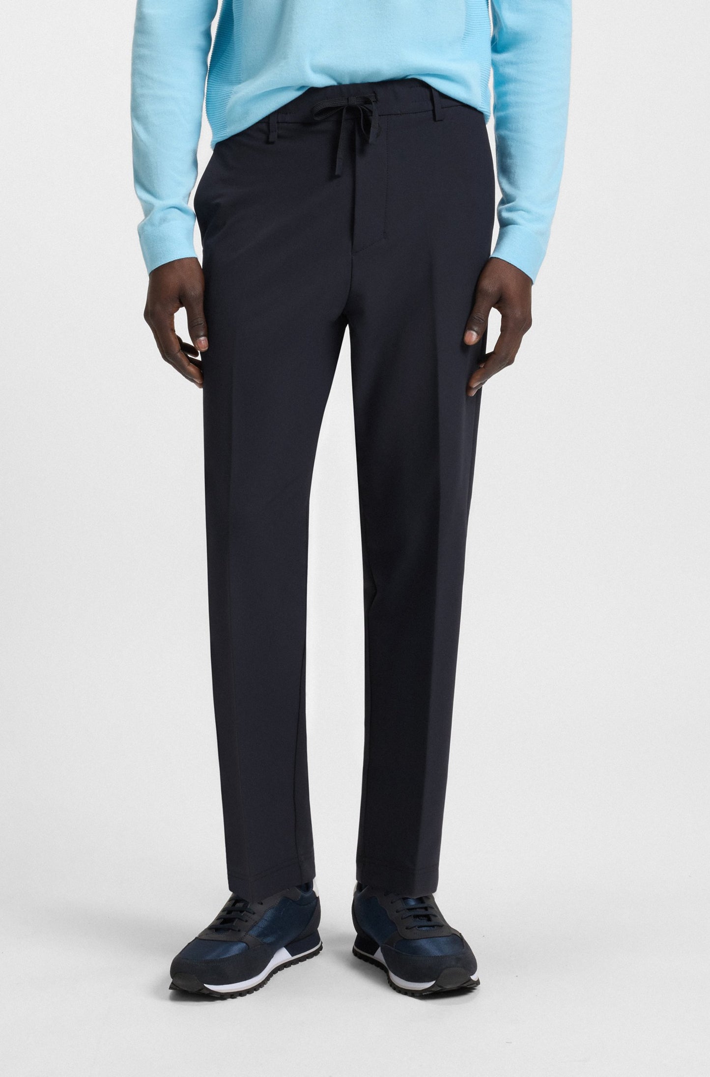 Hugo Boss Tapered-fit Rrousers With Water-repellent Finish - Dark Blue hbeu50538179_402_350