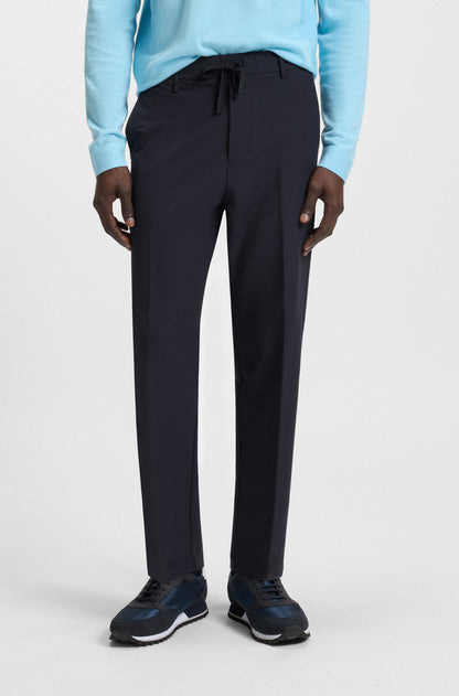 Hugo Boss Tapered-fit Rrousers With Water-repellent Finish - Dark Blue hbeu50538179_402_350