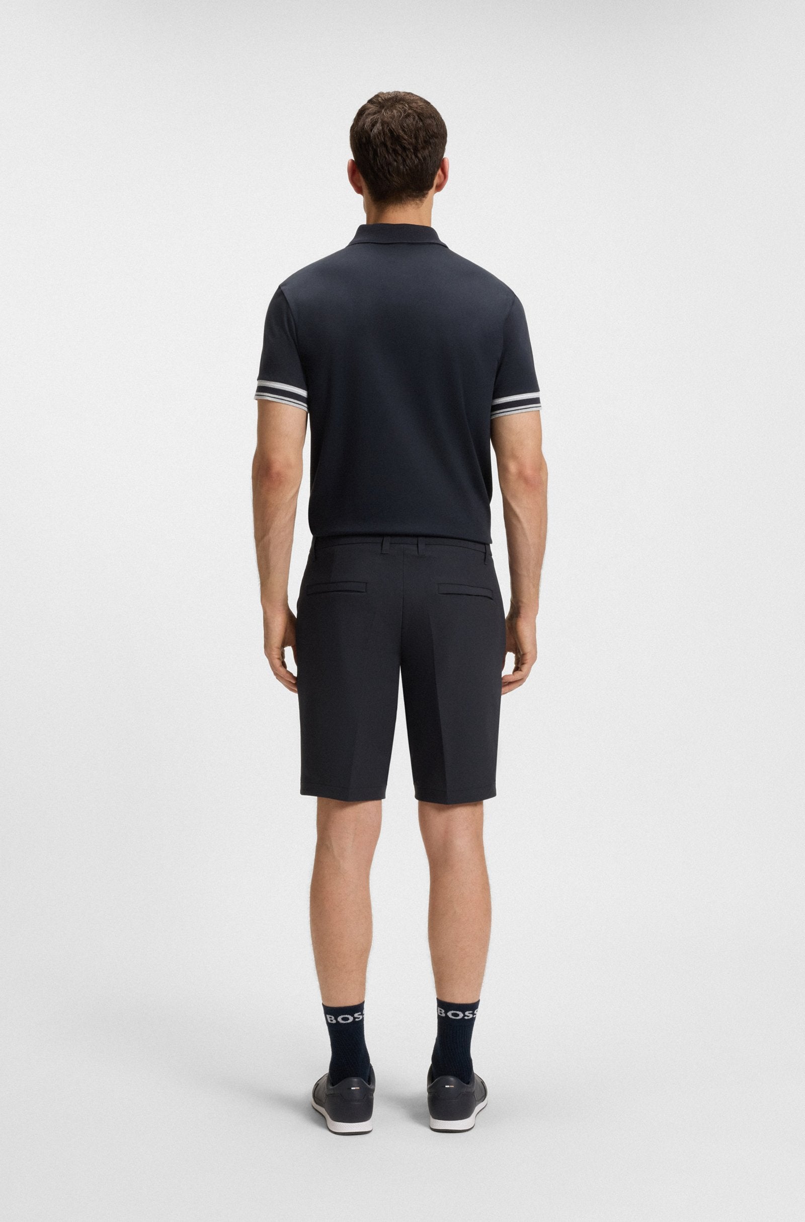 Hugo Boss Slim-fit Shorts in Water-repellent Stretch Fabric - Dark Blue hbeu50540337_402_360