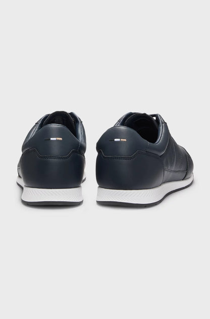 Hugo Boss Leather Trainers With Gold-tone Logo - Dark Blue hbeu50548658_401_210
