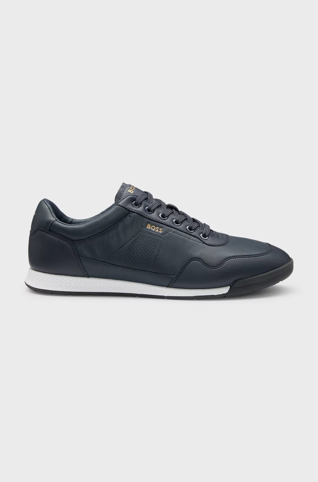 Hugo Boss Leather Trainers With Gold-tone Logo - Dark Blue hbeu50548658_401_220