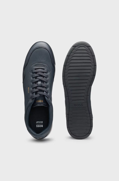Hugo Boss Leather Trainers With Gold-tone Logo - Dark Blue hbeu50548658_401_250