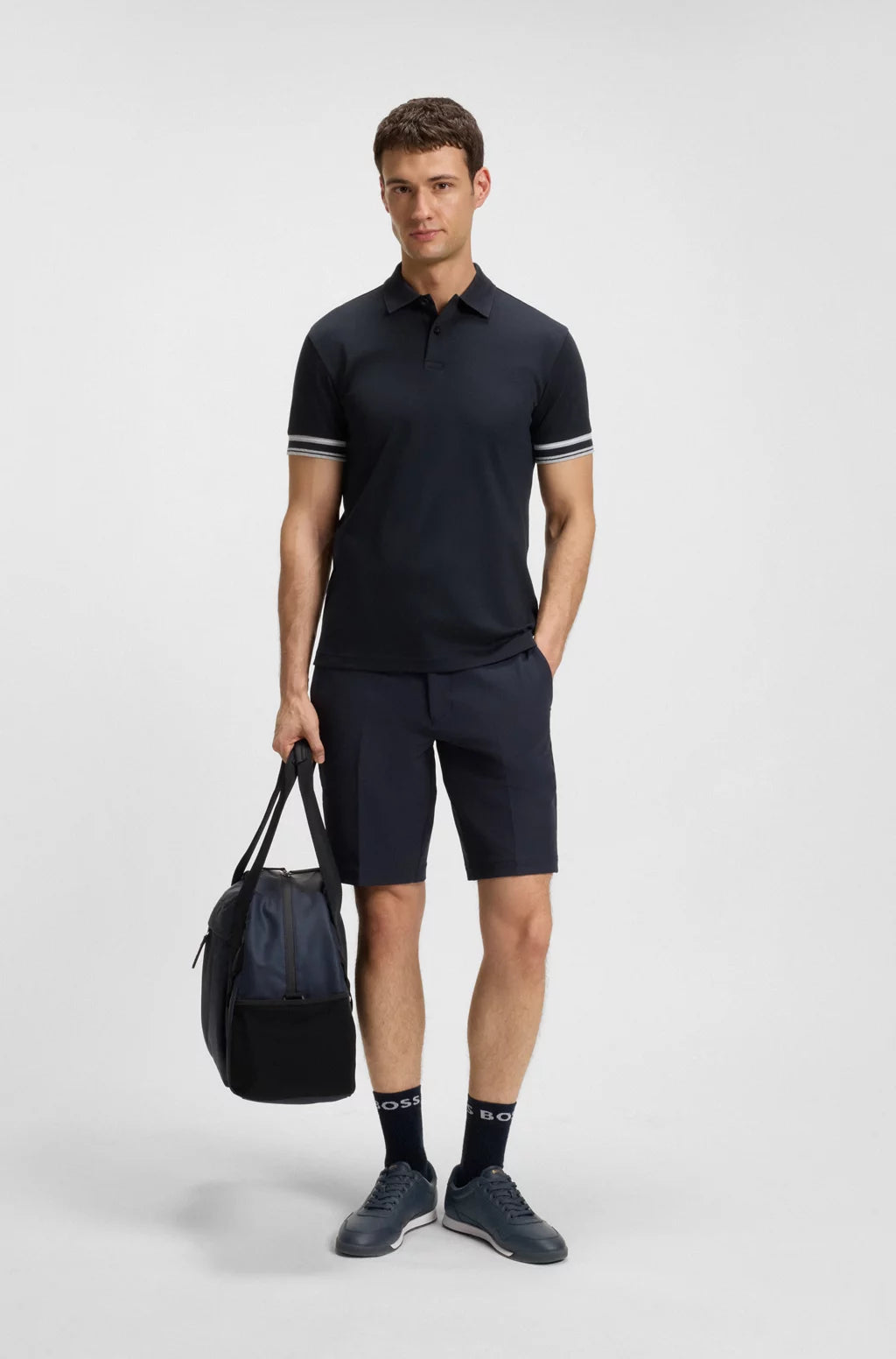 Hugo Boss Leather Trainers With Gold-tone Logo - Dark Blue hbeu50548658_401_300