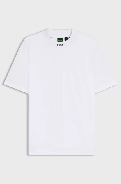Hugo Boss Relaxed-fit T-shirt in Stretch Cotton With Logo Collar - White hbeu50551139_100_100