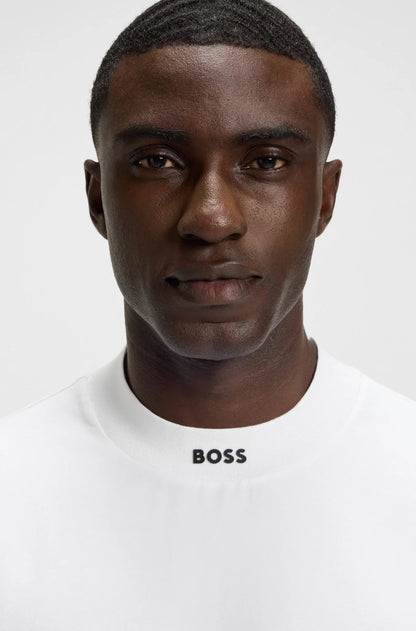 Hugo Boss Relaxed-fit T-shirt in Stretch Cotton With Logo Collar - White hbeu50551139_100_340
