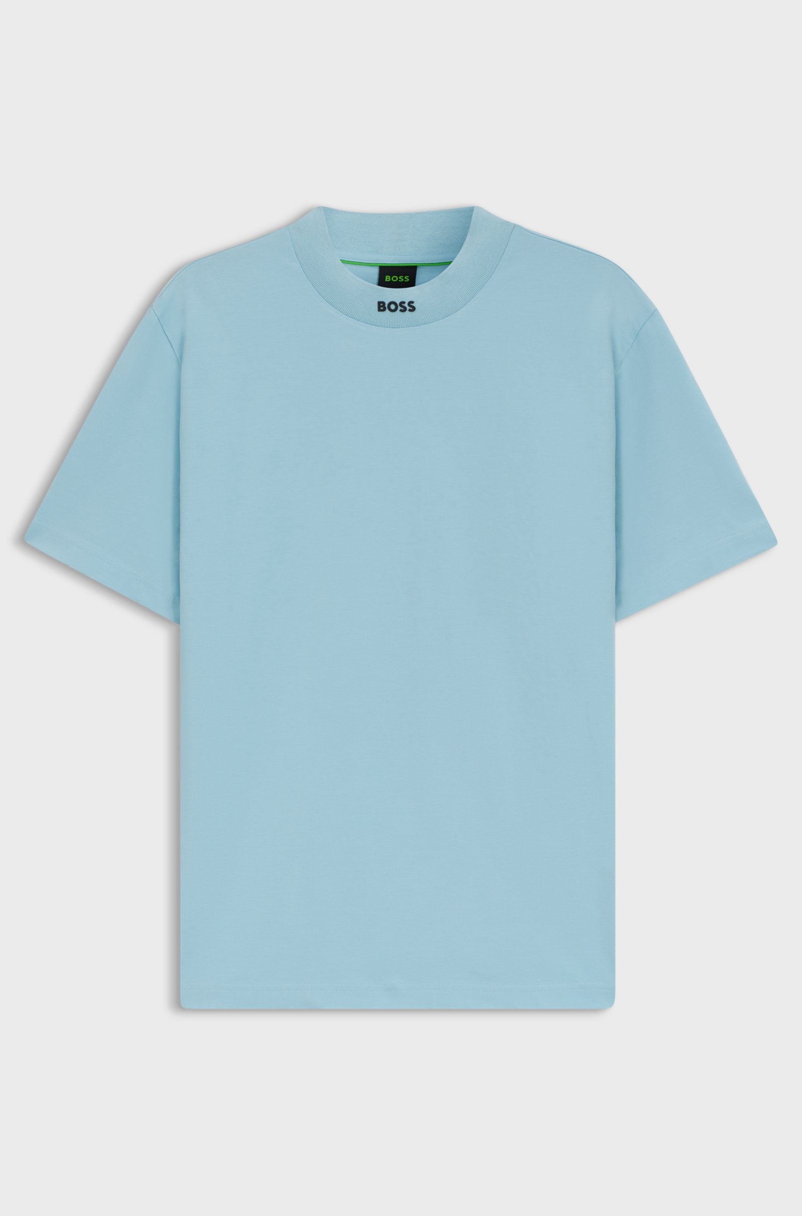 Hugo Boss Relaxed-fit T-shirt in stretch cotton with logo collar - Light Blue hbeu50551139_455_100