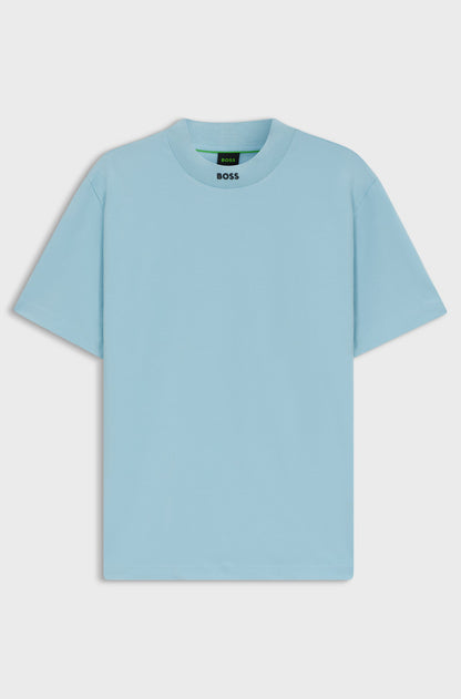 Hugo Boss Relaxed-fit T-shirt in stretch cotton with logo collar - Light Blue hbeu50551139_455_100