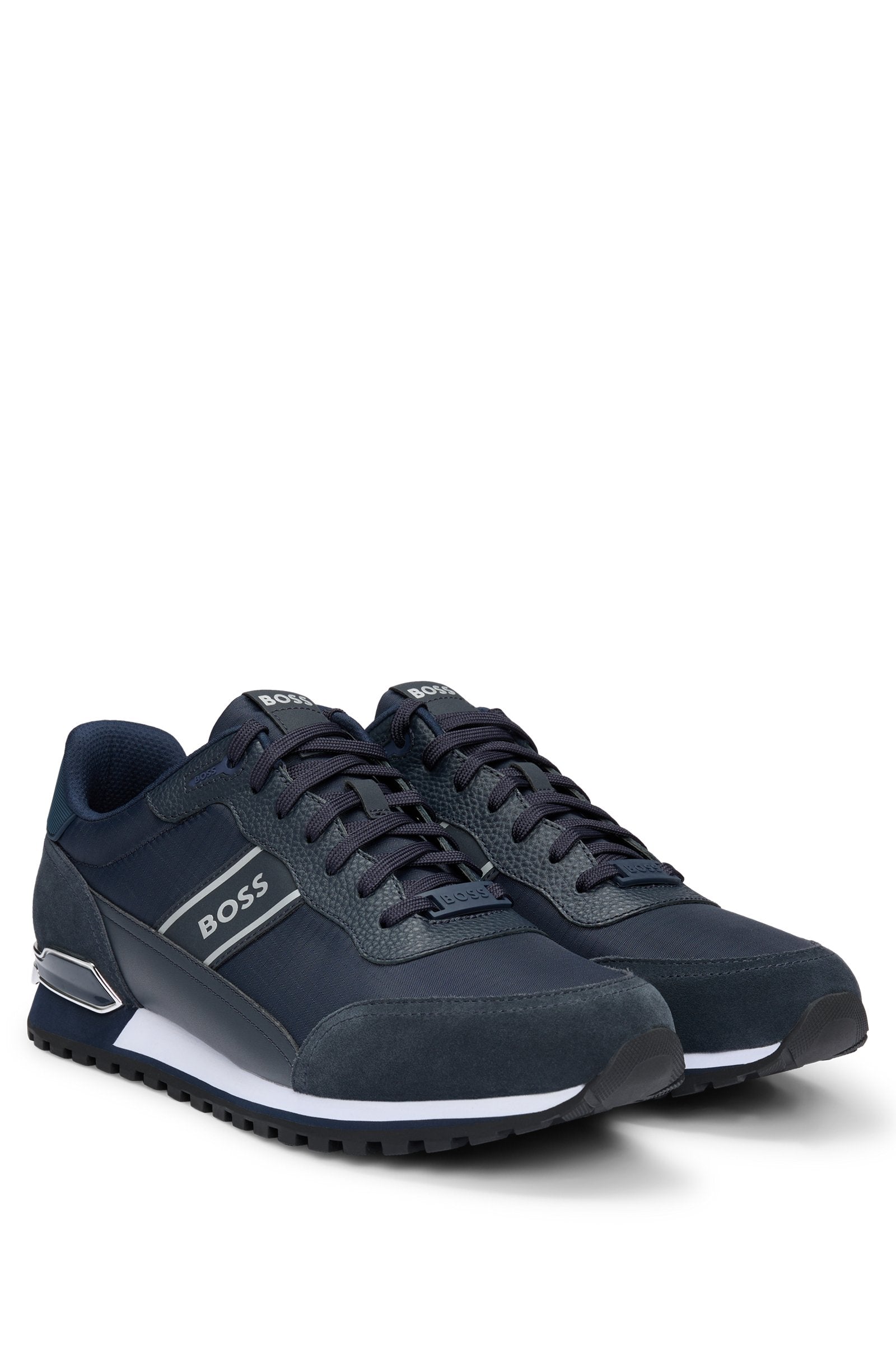 Hugo Boss Mixed-material Lace-up Trainers With Suede Trims - Dark Blue hbna50529533_402_200