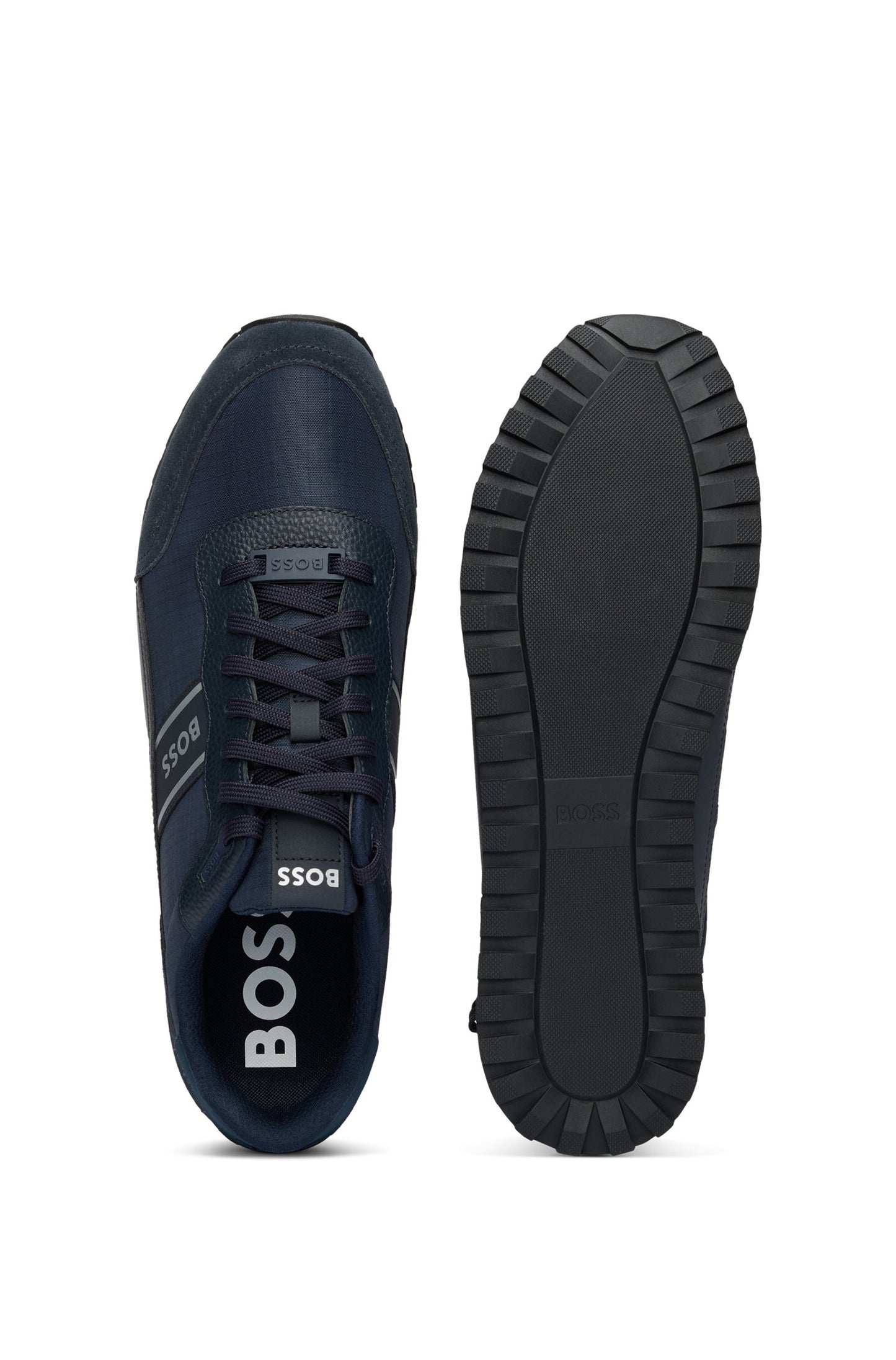 Hugo Boss Mixed-material Lace-up Trainers With Suede Trims - Dark Blue hbna50529533_402_250