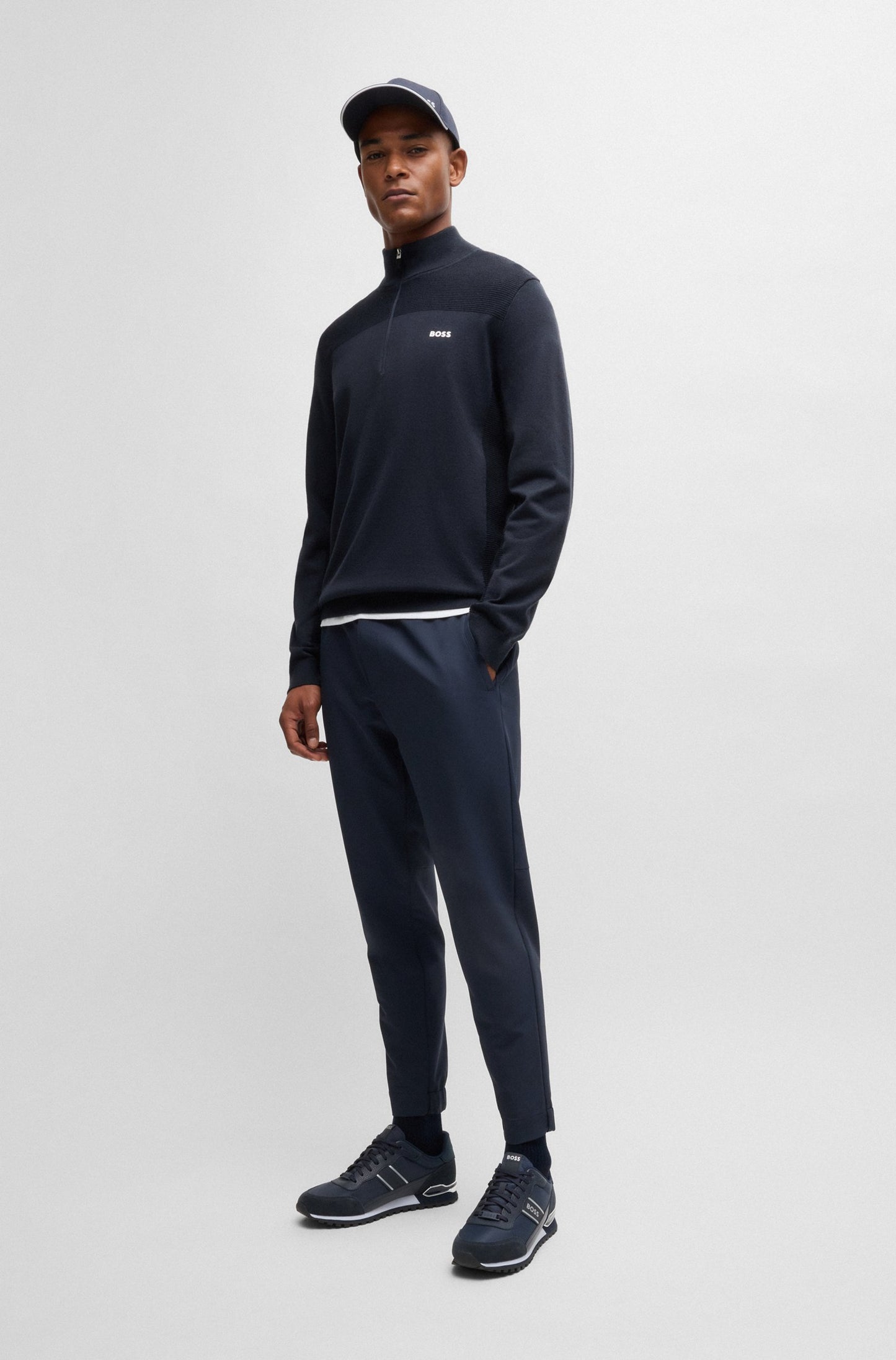 Hugo Boss Mixed-material Lace-up Trainers With Suede Trims - Dark Blue hbna50529533_402_300