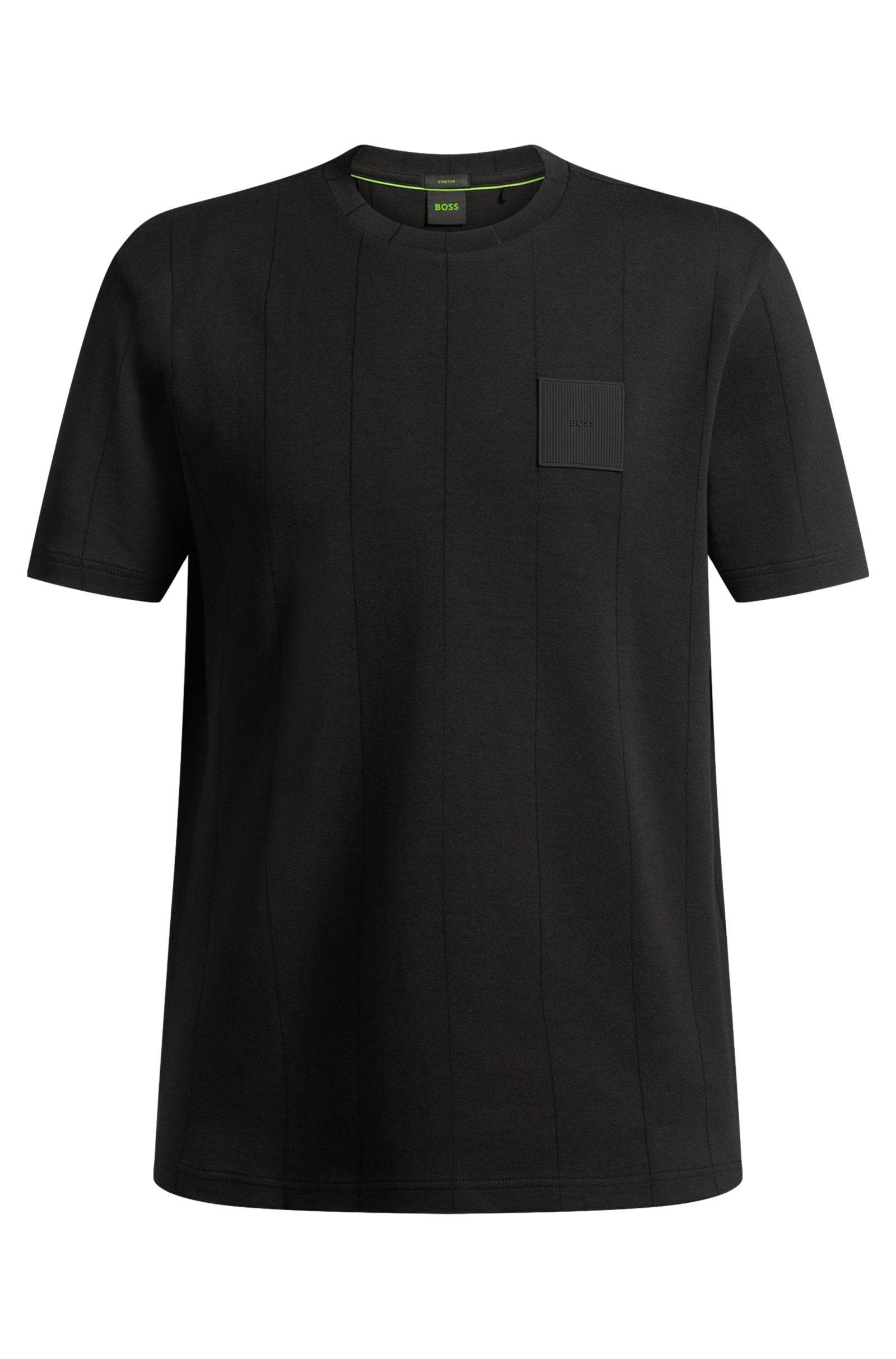 Hugo Boss T-shirt With Drop-needle Stitching - Black hbna50531013_001_100