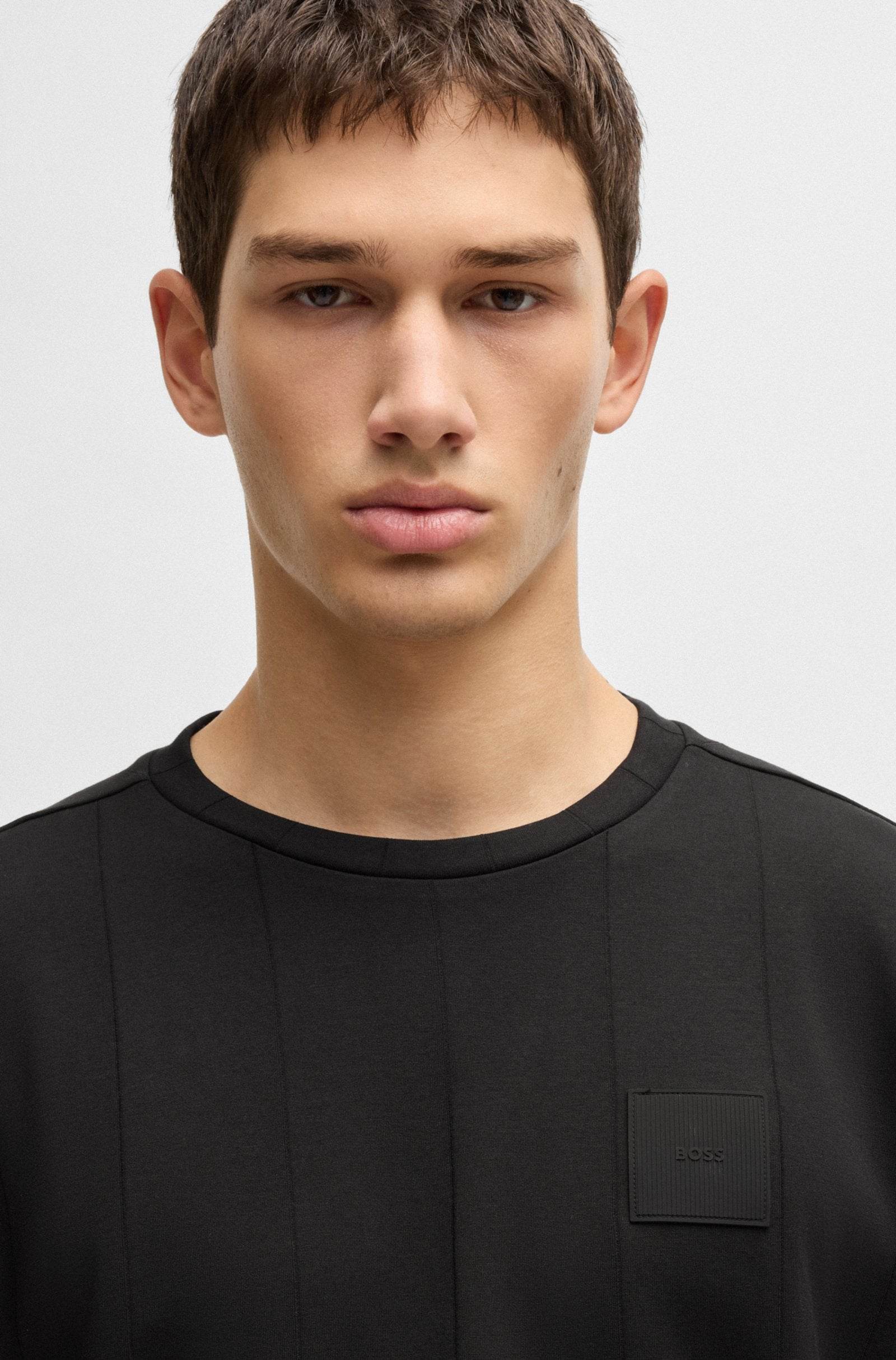 Hugo Boss T-shirt With Drop-needle Stitching - Black hbna50531013_001_340