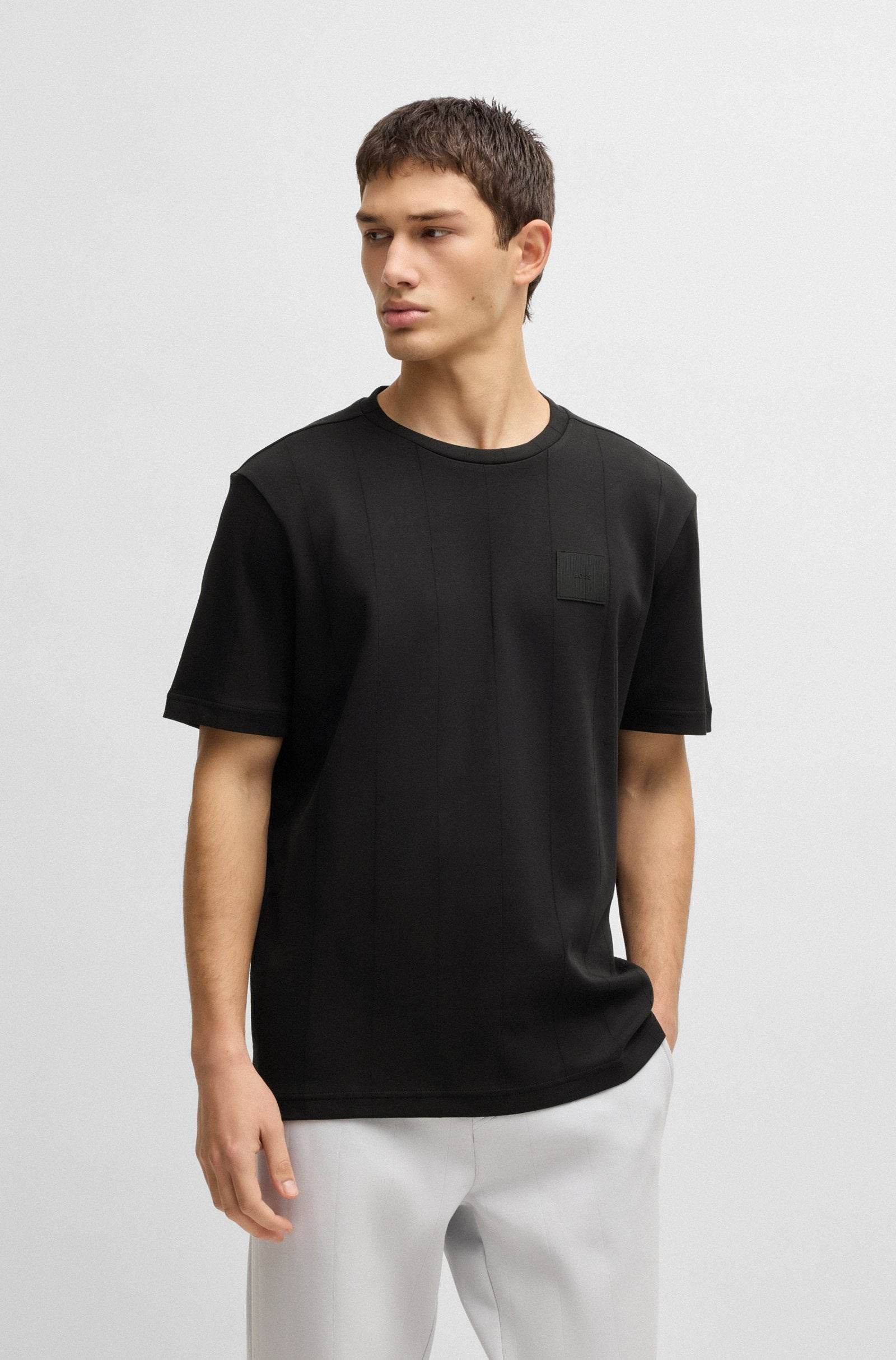 Hugo Boss T-shirt With Drop-needle Stitching - Black hbna50531013_001_350