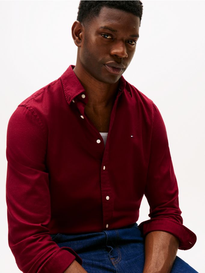 Tommy Hilfiger TH Flex Regular Fit Flannel Shirt - Deep Rouge mw0mw40469_vlp-2