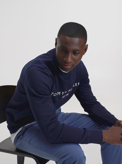 Tommy Hilfiger Logo Embroidery Flex Fleece Sweatshirt - Navy Blue