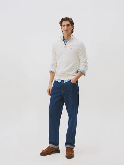 Tommy Hilfiger Half-Zip Jumper With Cashmere - Coastal Taupe Heather