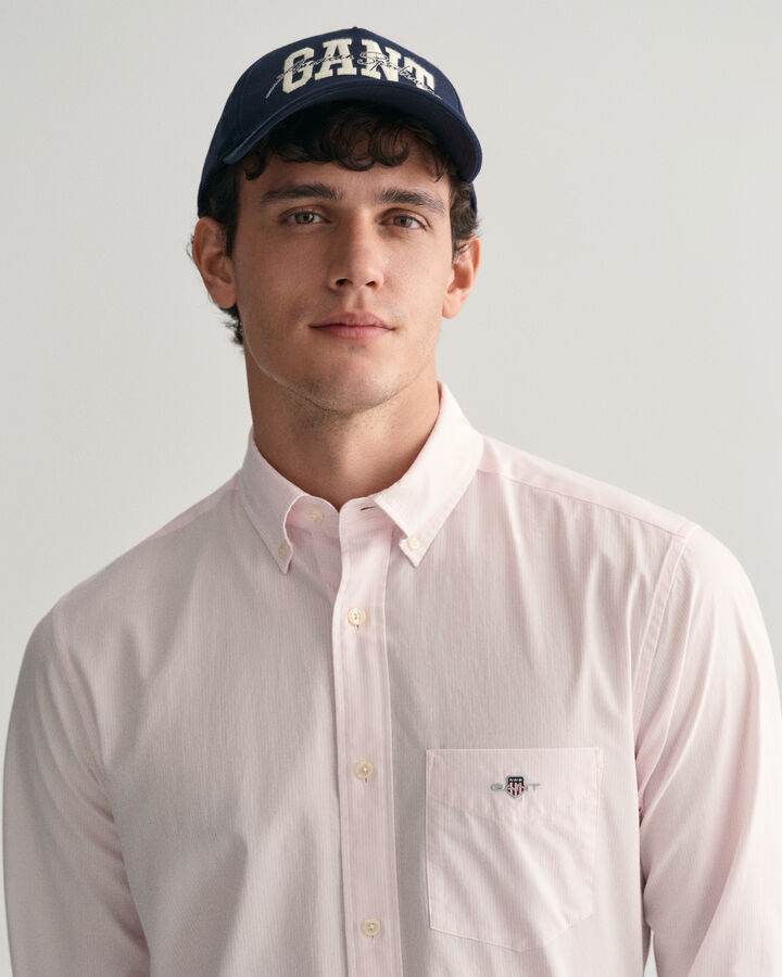 Gant Regular Fit Classic Banker Stripe Poplin Shirt - Light Pink time__1705938322__202401-3000140-662-crmodel-fv-2