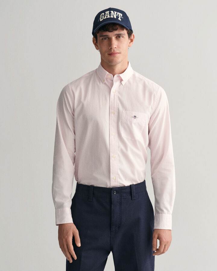 Gant Regular Fit Classic Banker Stripe Poplin Shirt - Light Pink time__1705938617__202401-3000140-662-model-fv-2