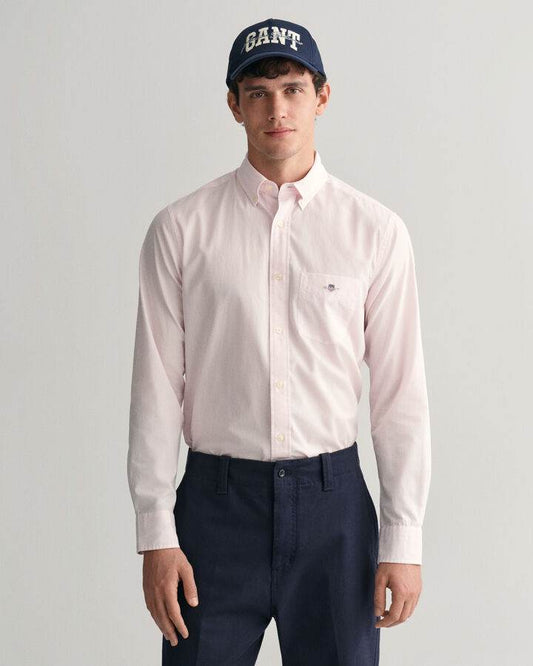 Gant Regular Fit Classic Banker Stripe Poplin Shirt - Light Pink time__1705938617__202401-3000140-662-model-fv-2