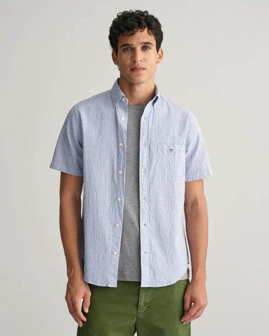 Gant Regular Fit Striped Seersucker Short Sleeve Shirt time__1708446312__202401-3240064-407-model-fv-1