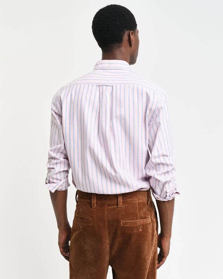 Gant Regular Fit Striped Archive Oxford Shirt - Dusty Pink time__1718199945__202403-3240169-674-model-bv-1