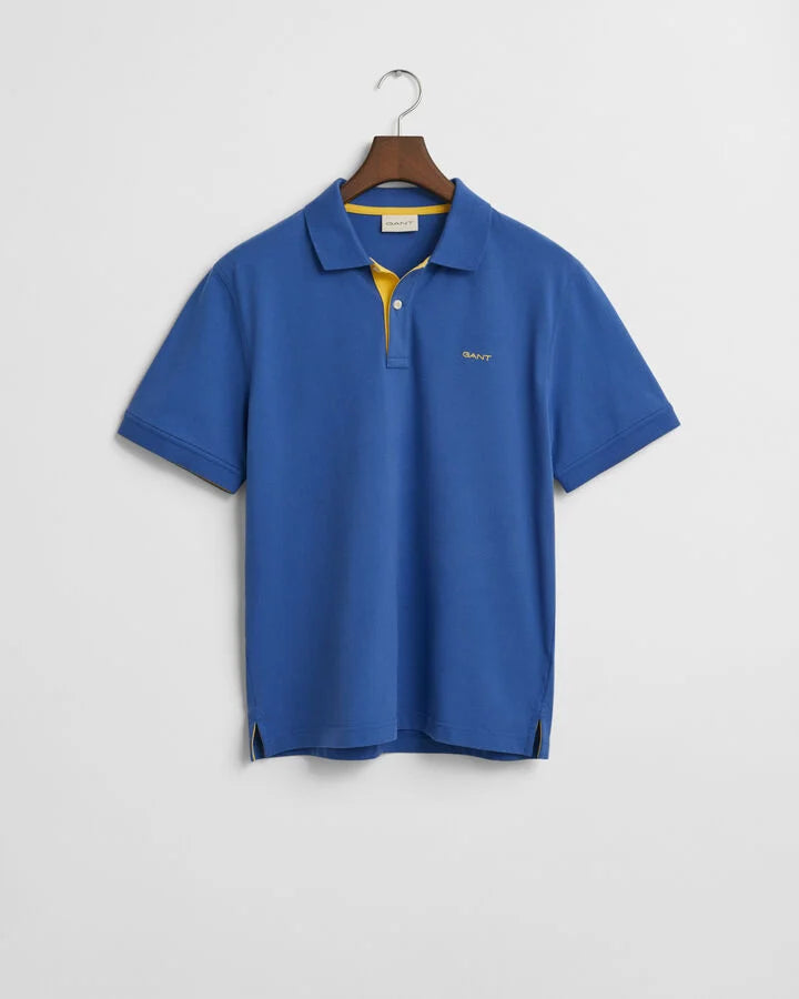 Gant Contrast Piqué Polo Shirt - Blue time__1730804422__202501-2062026-407-flat-fv-1