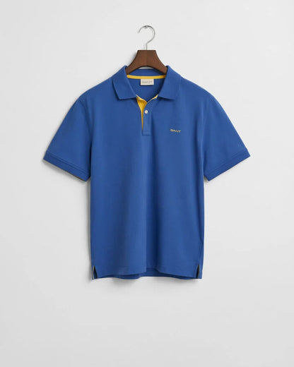 Gant Contrast Piqué Polo Shirt - Blue time__1730804422__202501-2062026-407-flat-fv-1