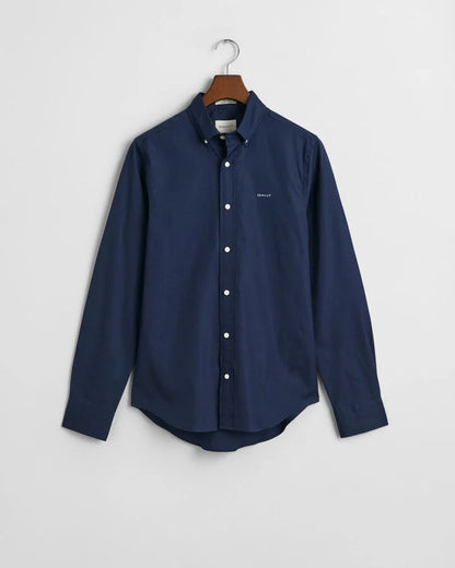 Gant Slim Fit Pinpoint Oxford Shirt - Marine time__1732286409__202501-3000302-410-flat-fv-1