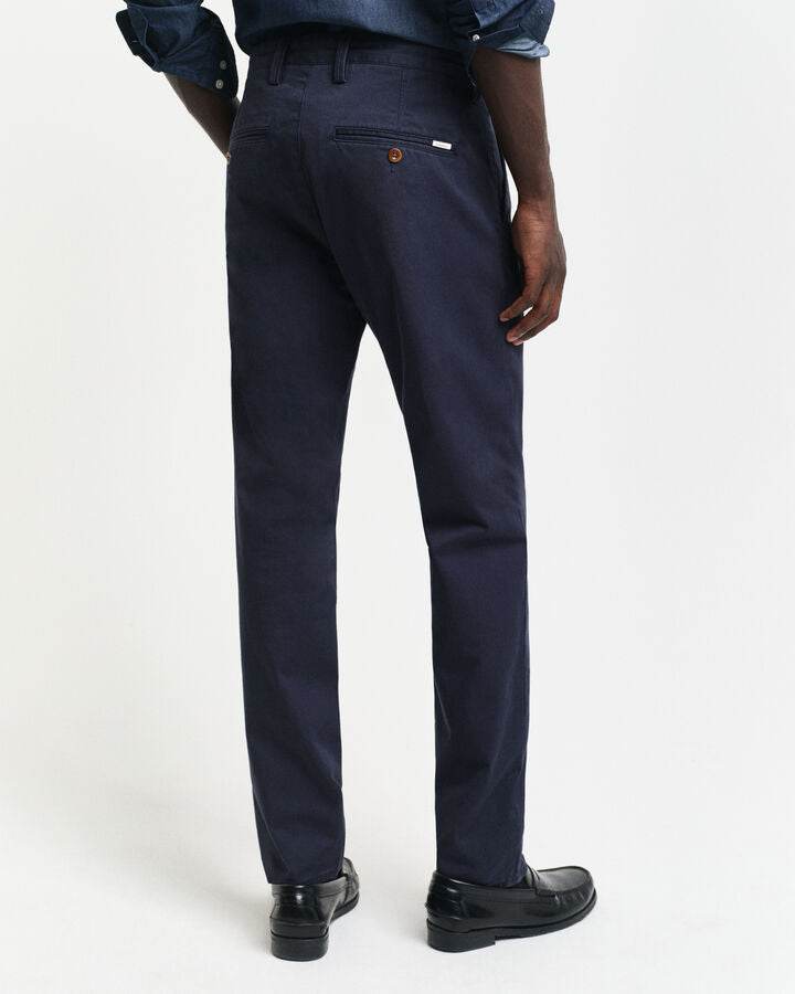 Gant Slim Fit Twill Chinos - Marine time__1733164228__202501-1505221-410-model-bv-1