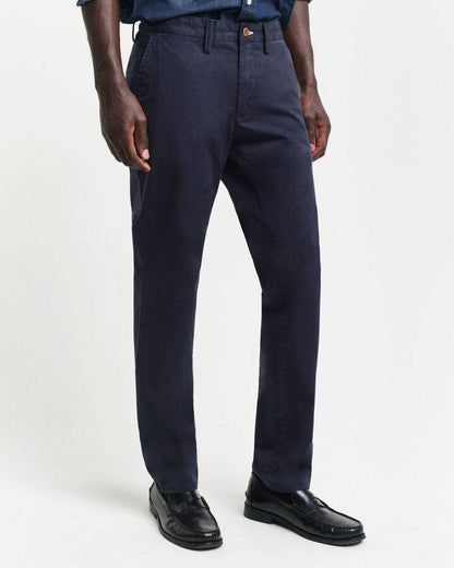 Gant Slim Fit Twill Chinos - Marine time__1733164237__202501-1505221-410-crmodel-fv-1