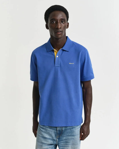 Gant Contrast Piqué Polo Shirt - Blue time__1733239865__202501-2062026-407-model-fv-1