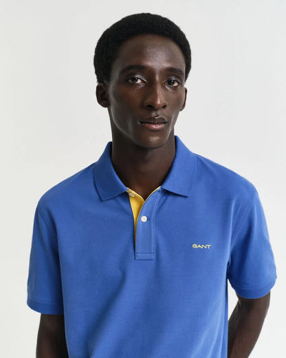 Gant Contrast Piqué Polo Shirt - Blue time__1733239869__202501-2062026-407-crmodel-fv-1