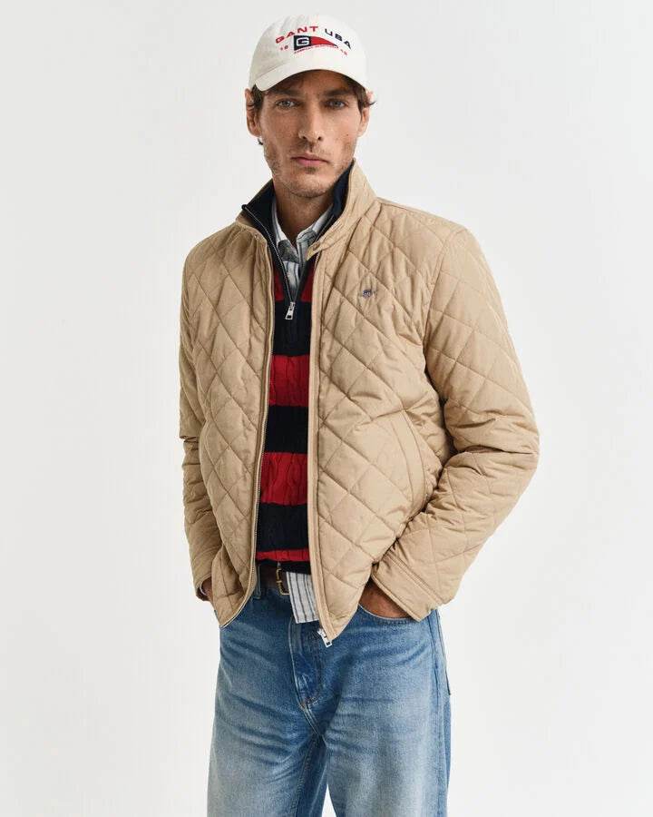 Gant Quilted Windcheater - Dark Khaki time__1733242232__202501-7006340-248-model-fv-1